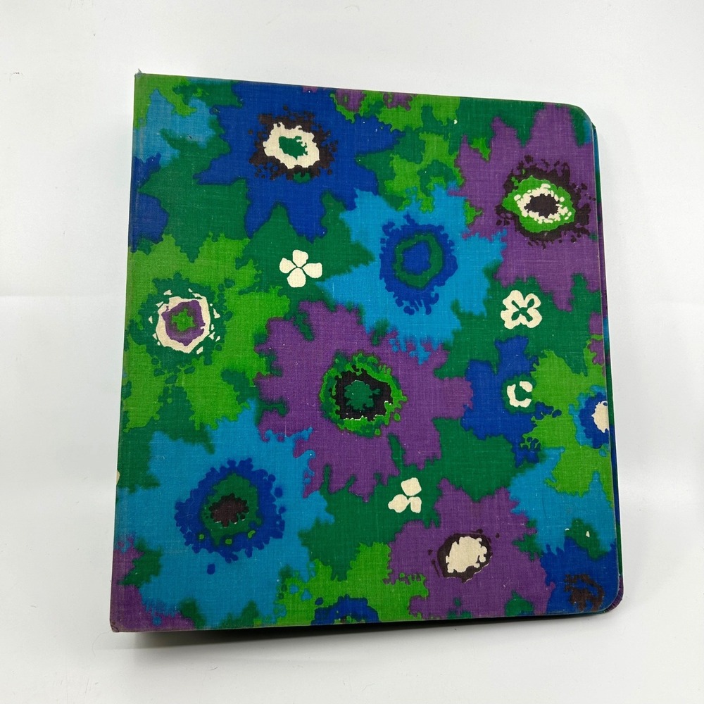 Vintage Groovy Flower Power Fabric Binder 3 Ring 2.5" Retro School Supplies